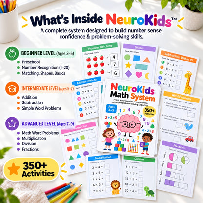 NeuroKids Math System™ Über 350 Übungen, die Ihrem Kind helfen, Probleme mit Mathematik zu überwinden
